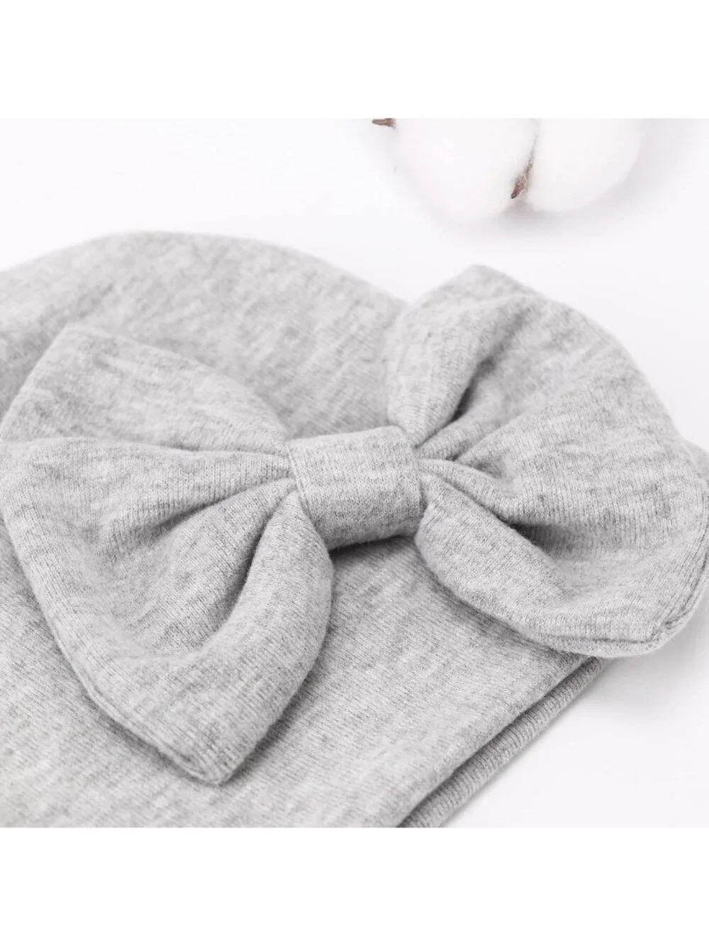 Newborn Baby Girls' Hospital Hat & Mittens Set - Cotton Beanie with Bow, 0-6